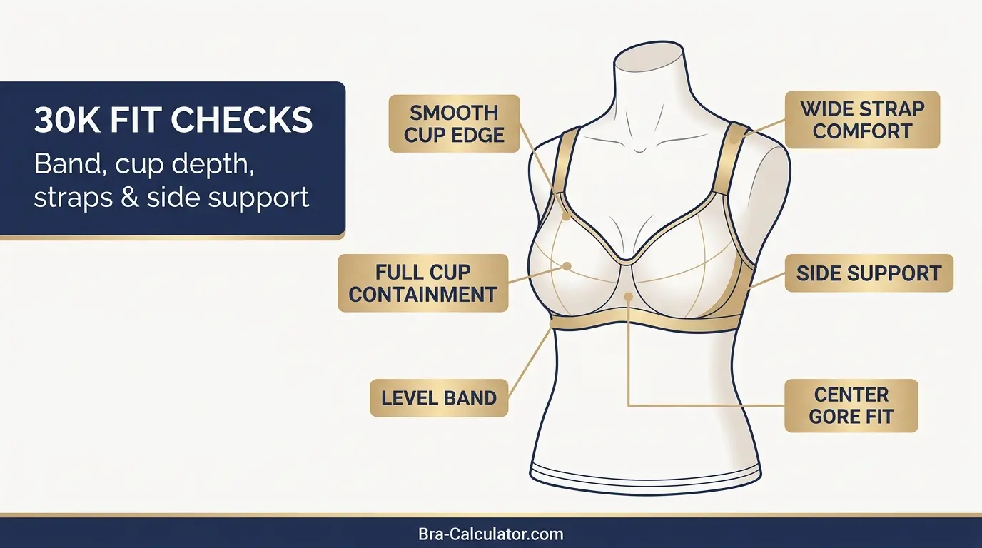 30K bra fit problems showing gaping spillage side tissue strap digging and band riding up