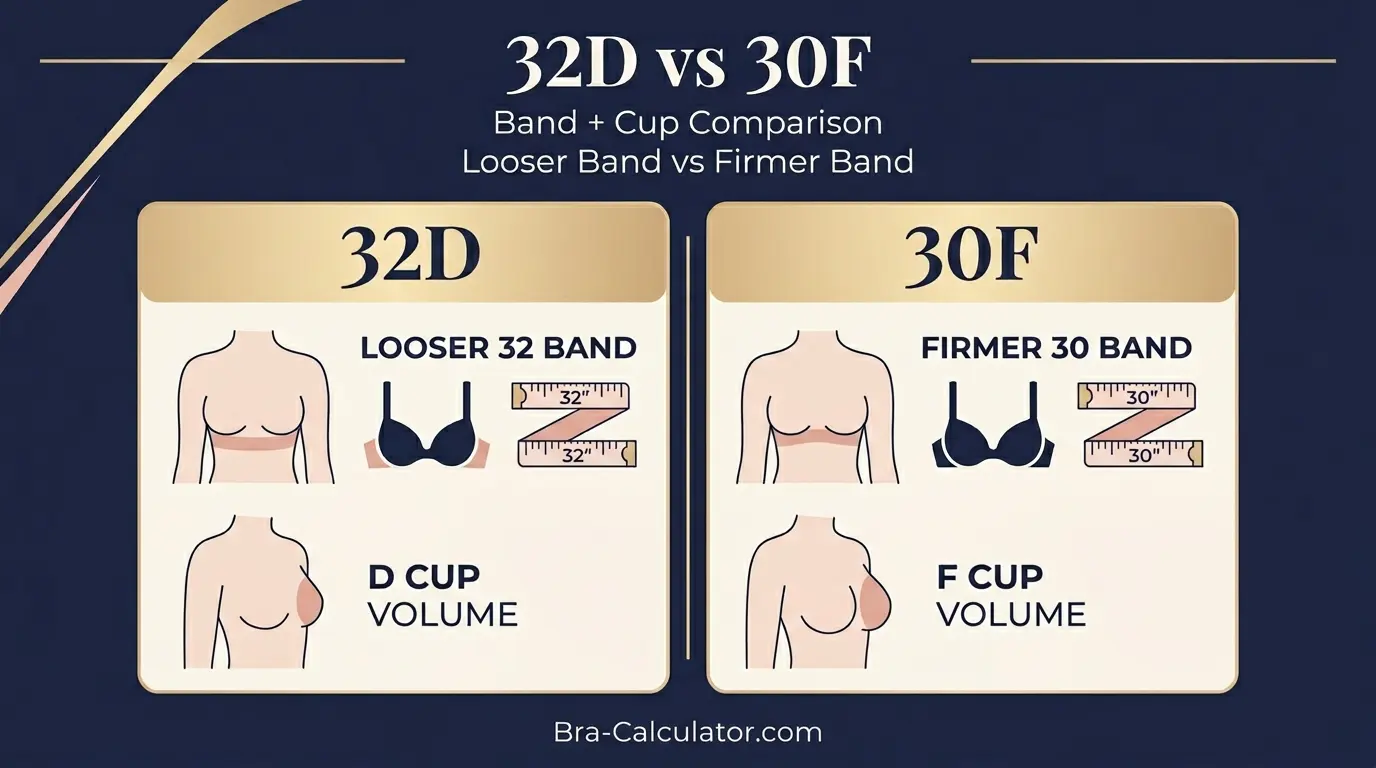 32D vs 30F comparison hero graphic with premium navy and gold styling