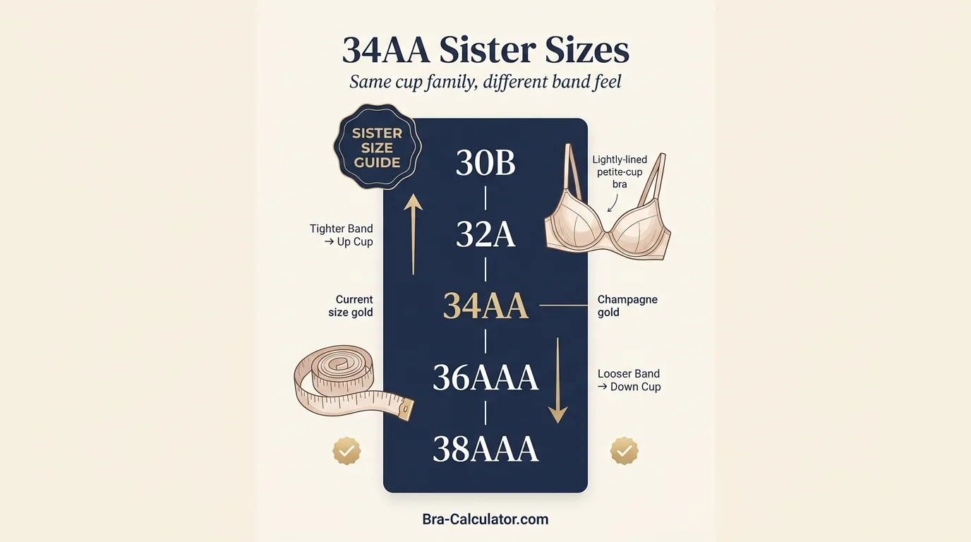 34AA sister sizes ladder showing tighter and looser band options