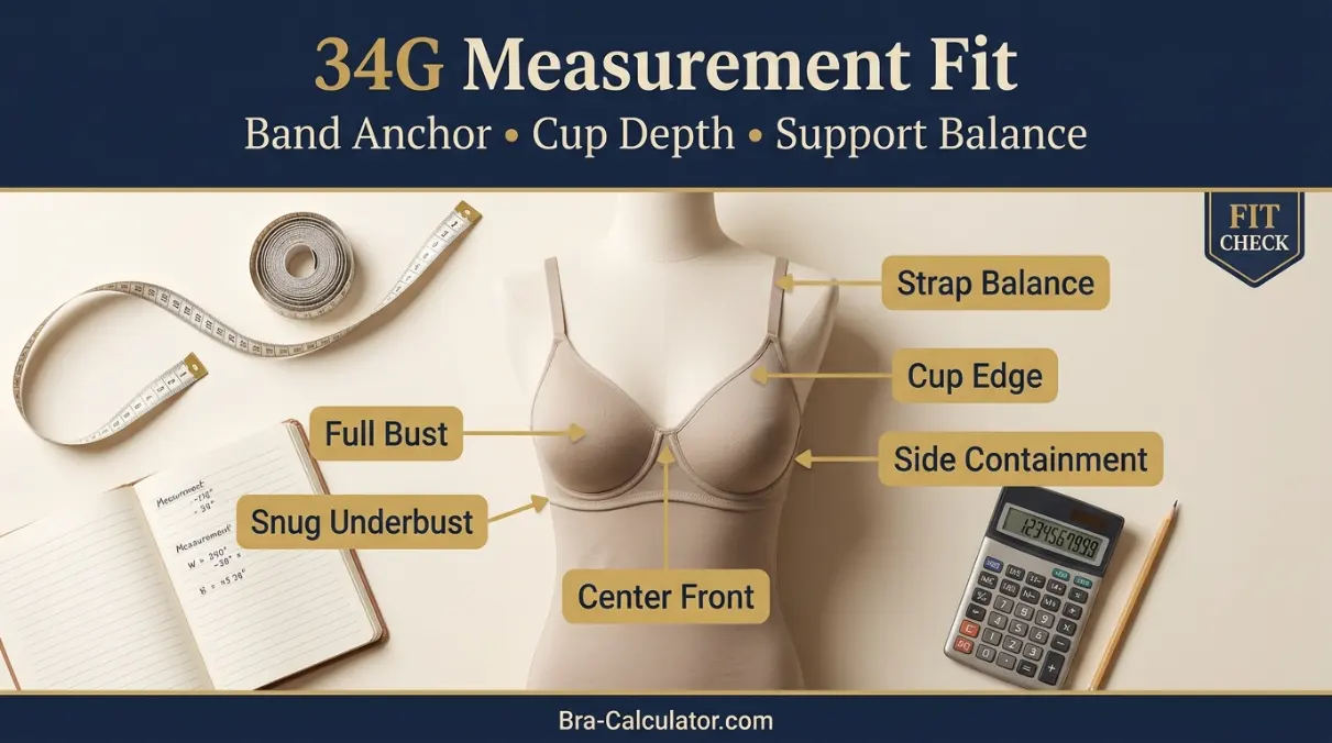 34G sister sizes ladder showing tighter and looser band options