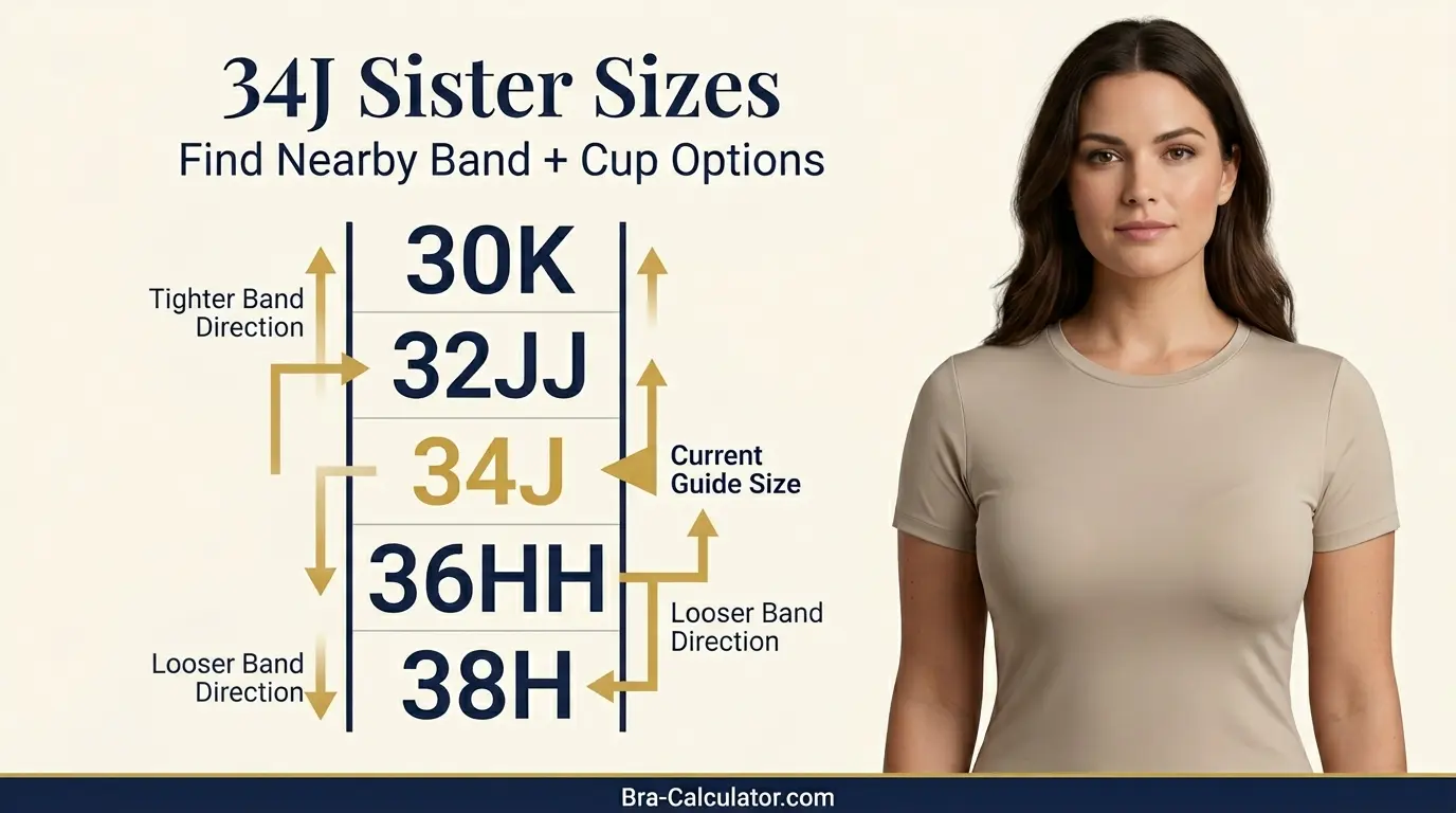 34J sister sizes ladder showing tighter and looser band options