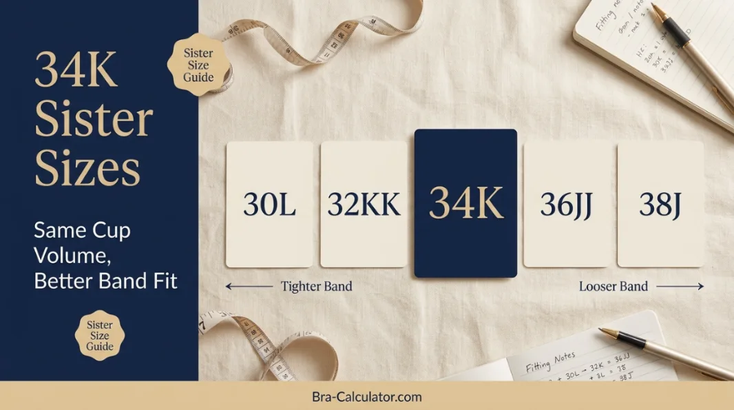 34K sister sizes ladder showing tighter and looser band options
