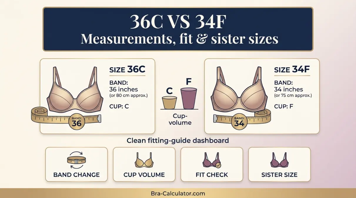 36C vs 34F comparison hero graphic with premium navy and gold styling