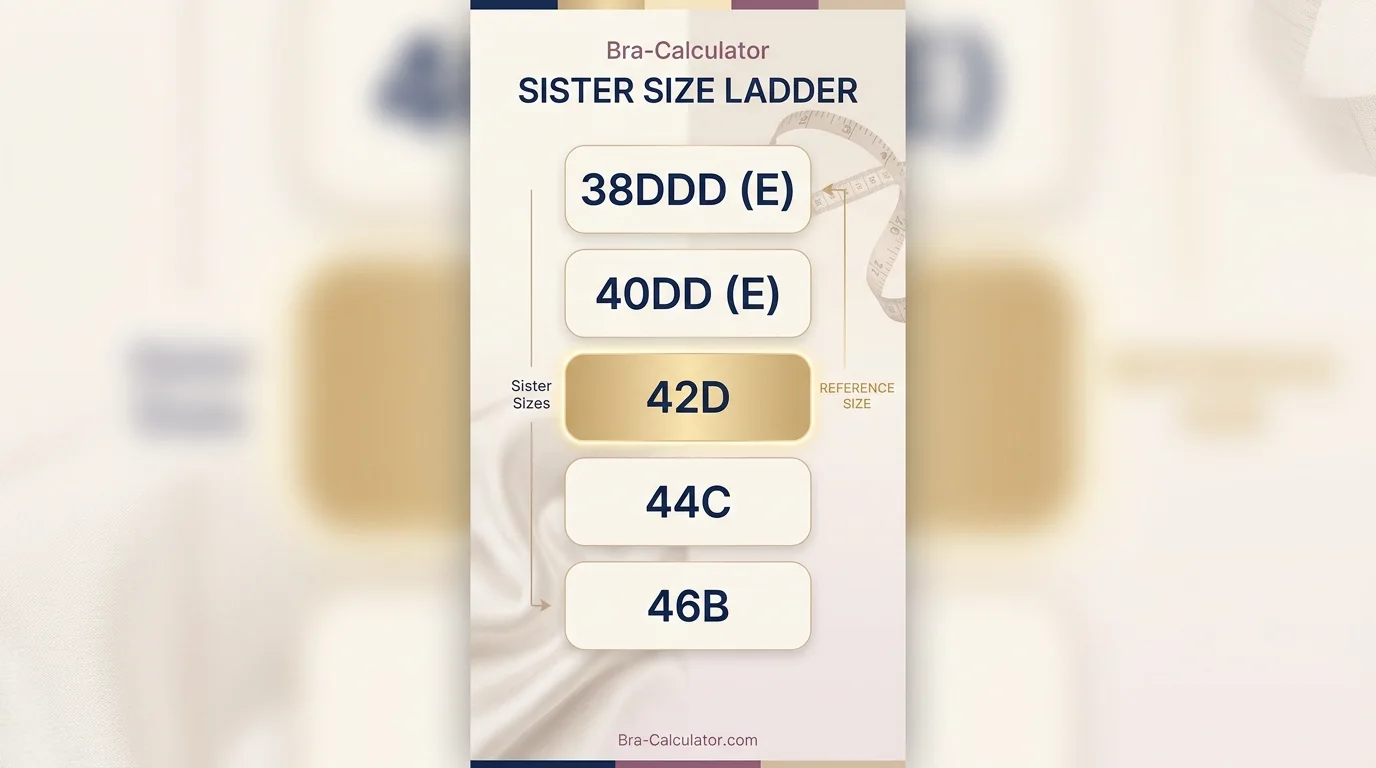 42D sister size ladder showing nearby equivalent bra sizes