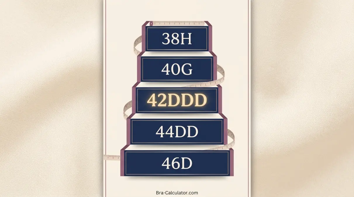 42DDD sister size ladder showing nearby equivalent bra sizes