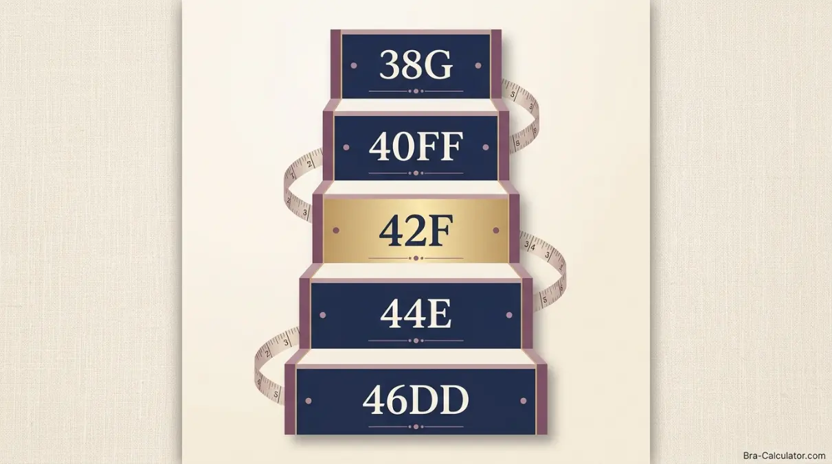 42F sister size ladder showing nearby equivalent bra sizes