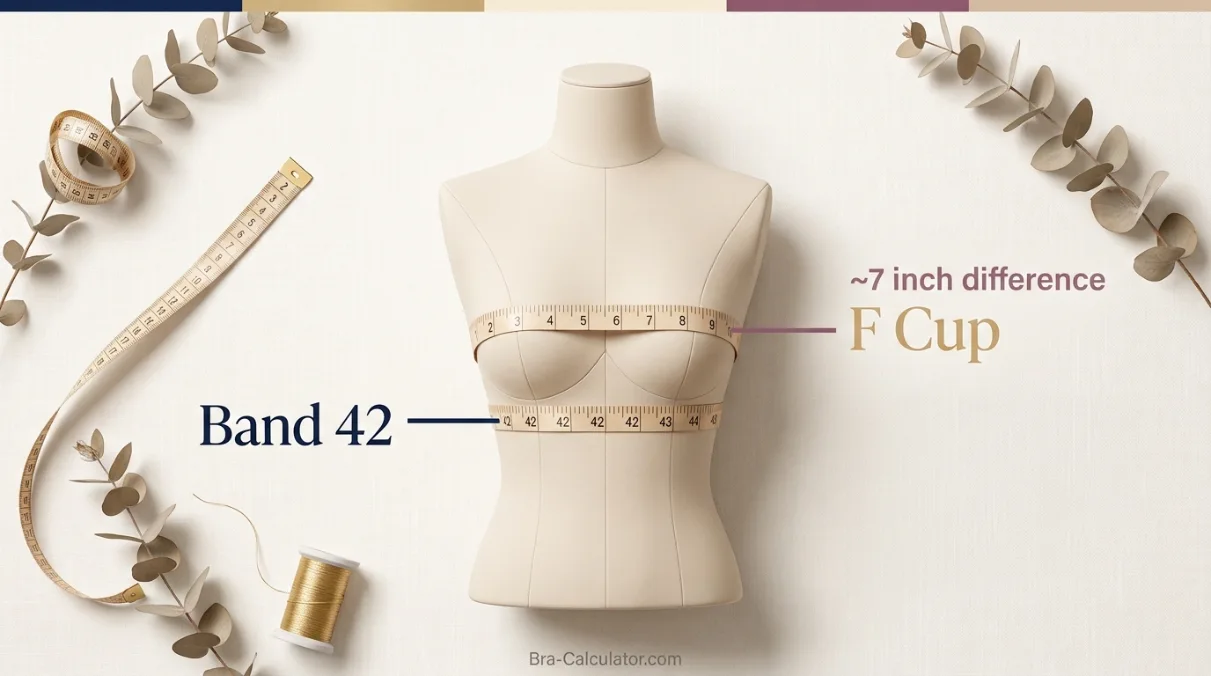 42F measurement logic with underbust full bust and cup difference explained