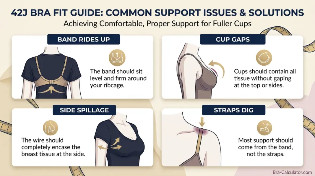 42J bra fit problems showing gaping spillage side tissue strap digging and band riding up