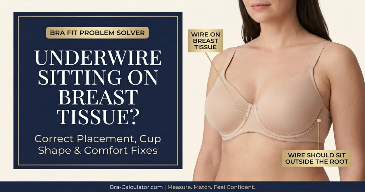 Underwire mark comparison showing correct fold placement versus wire line crossing breast tissue or sitting below bust