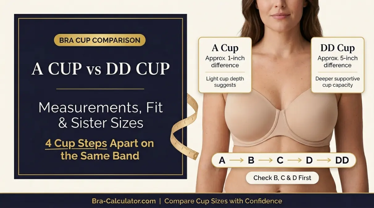 A Cup vs DD Cup hero comparison graphic with dark navy and gold branding