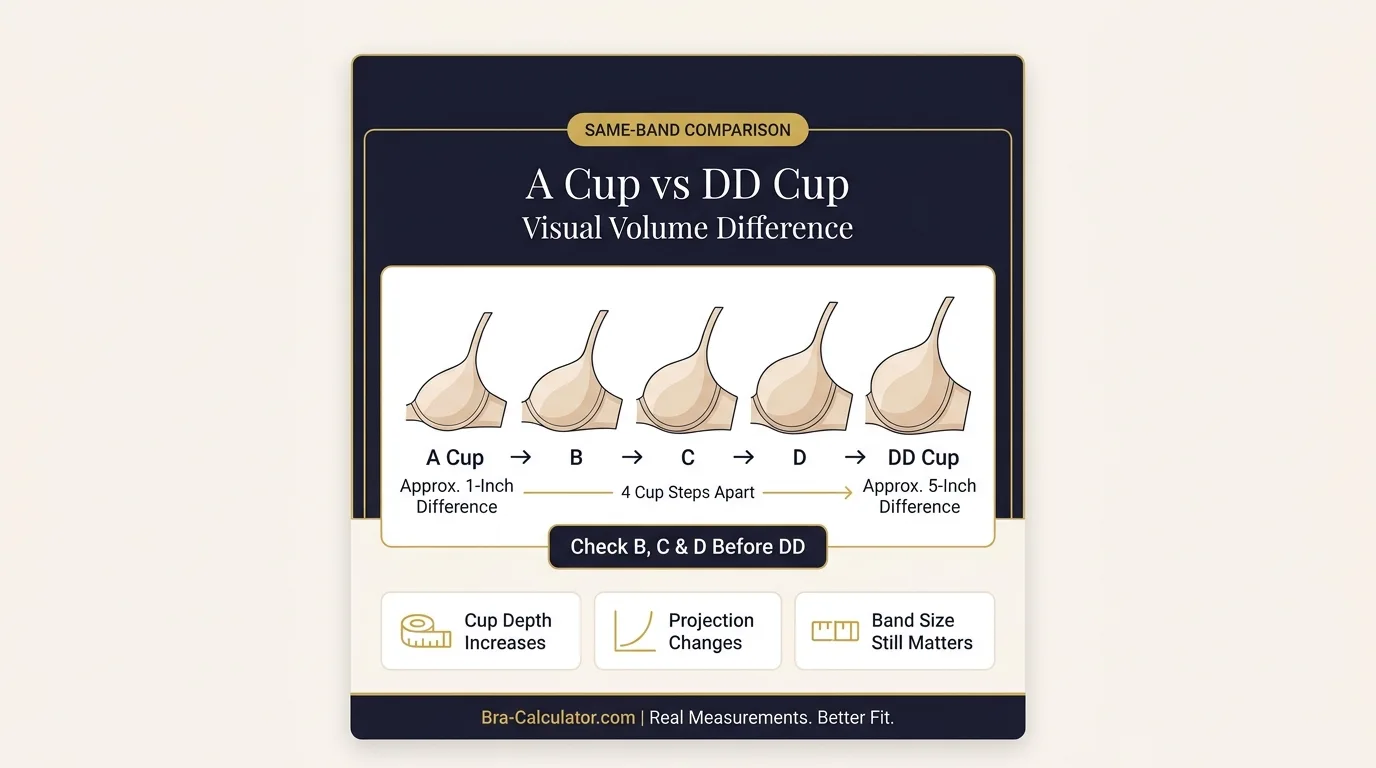 A Cup vs DD Cup same-band visual volume comparison infographic