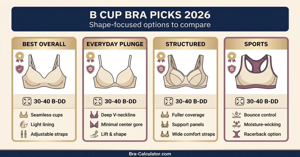 Top 4 Amazon bra picks for B cup 2026 — ThirdLove 24/7, Natori Feathers, Wacoal Basic Beauty, Panache Sports