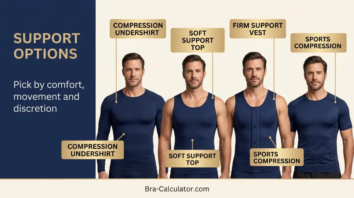 Best bras for gynecomastia showing men's discreet chest support garment options