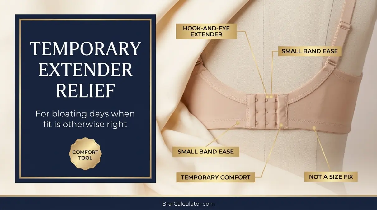 Bra band extender used temporarily for post-meal bloating comfort