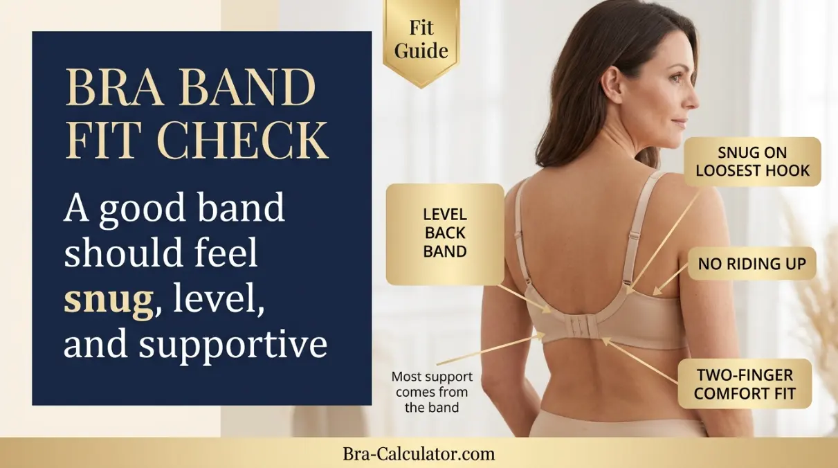Bra band fit check guide showing band position parallel to the floor