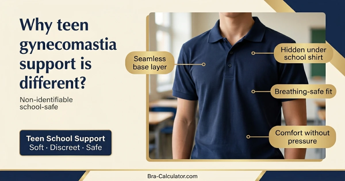 Teen soft compression undershirt for gynecomastia school support