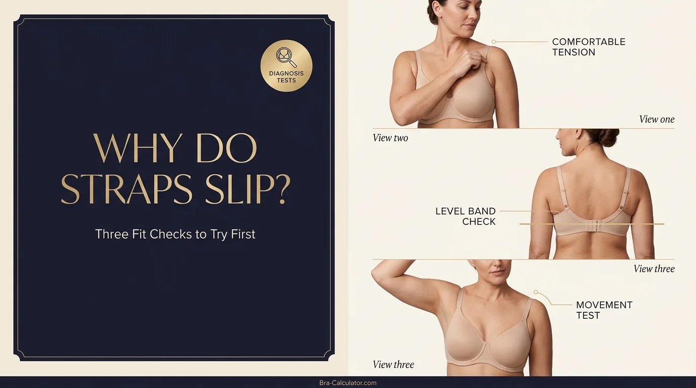 Bra straps falling off diagnosis tests showing band stability strap placement and movement checks
