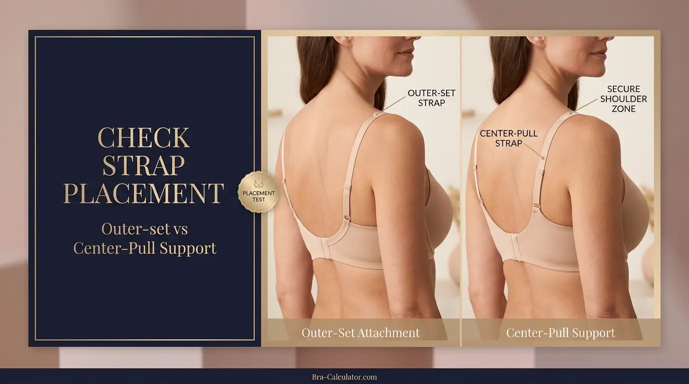 Bra straps too wide placement guide showing outer-set straps versus center-pull strap placement