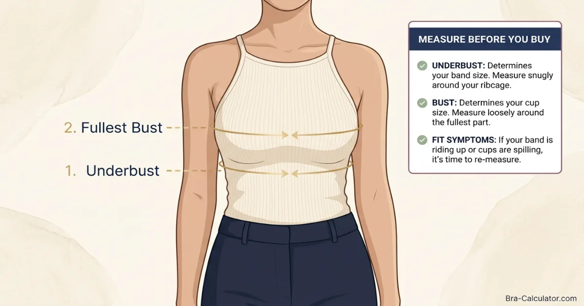 How to measure underbust and bust for breast size change estimator using soft tape measure