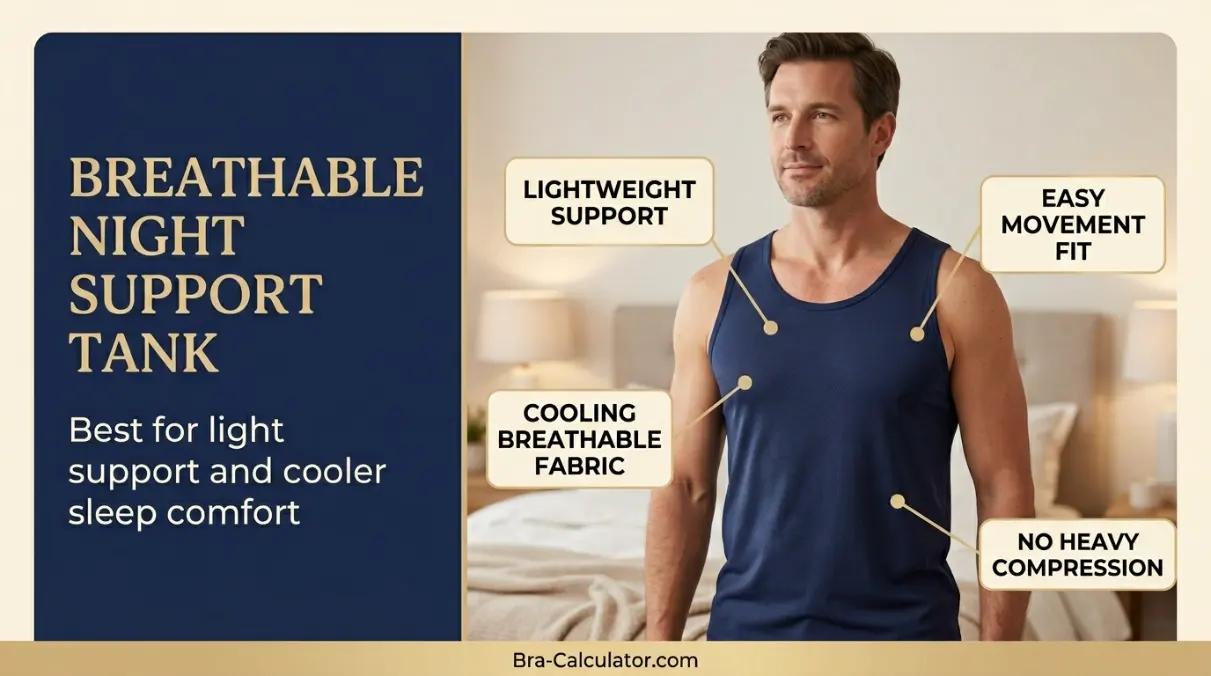 Breathable nighttime support tank for men with gynecomastia