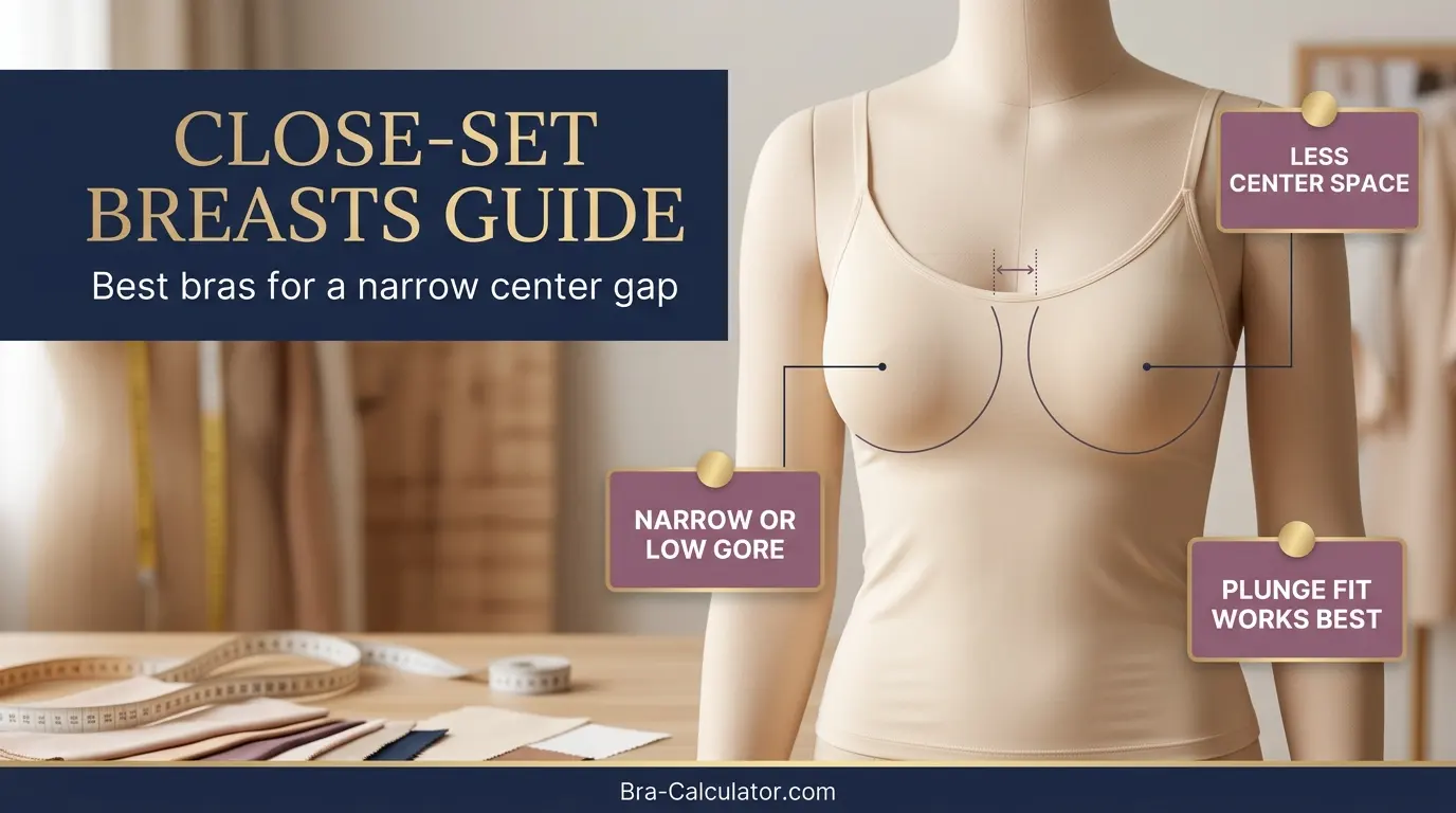 Illustration of close-set breast shape showing breasts sitting close together with minimal centre gap