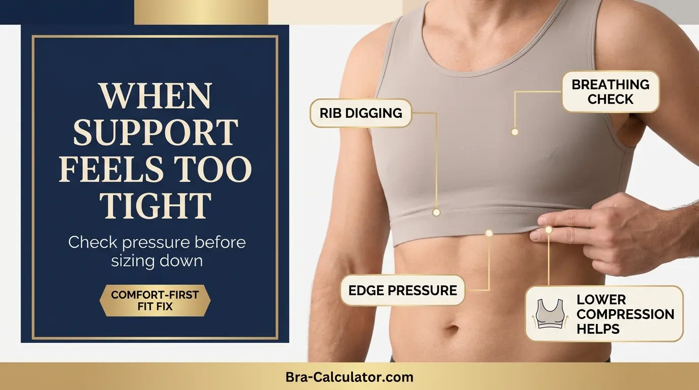 Compression too tight gynecomastia support fit showing rib digging and comfort check points