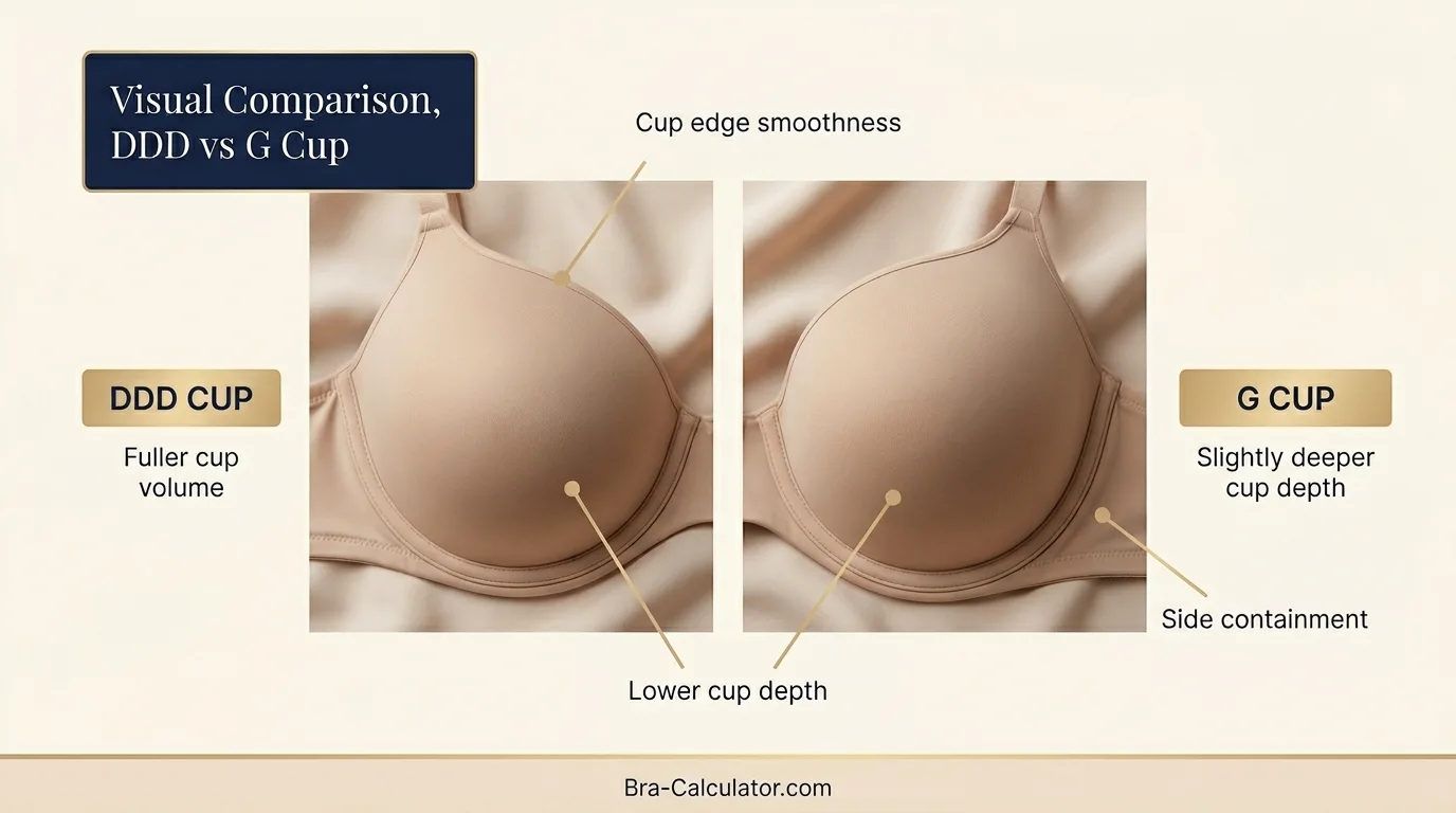 DDD Cup vs G Cup visual comparison showing fuller cup depth and support difference