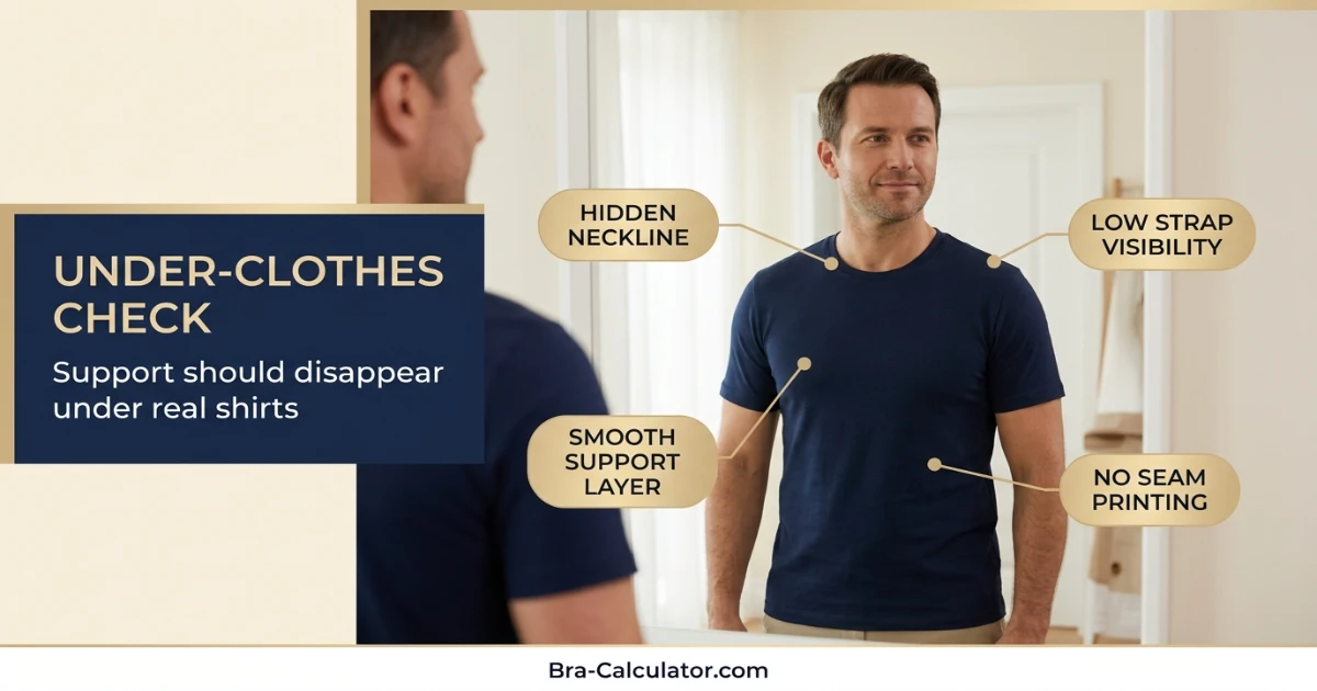 Discreet bra men gynecomastia support under clothes with seamless invisible fit
