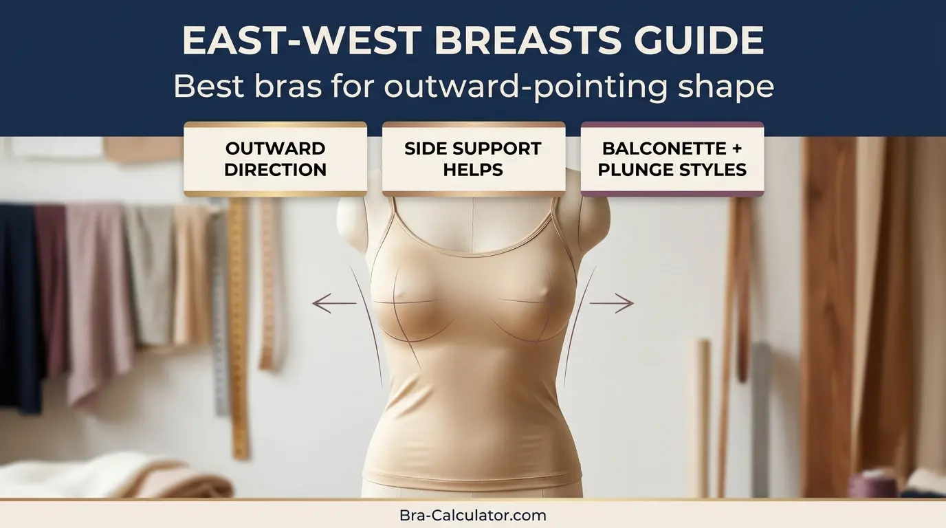 Illustration of east-west breast shape showing nipples pointing outward toward sides of body