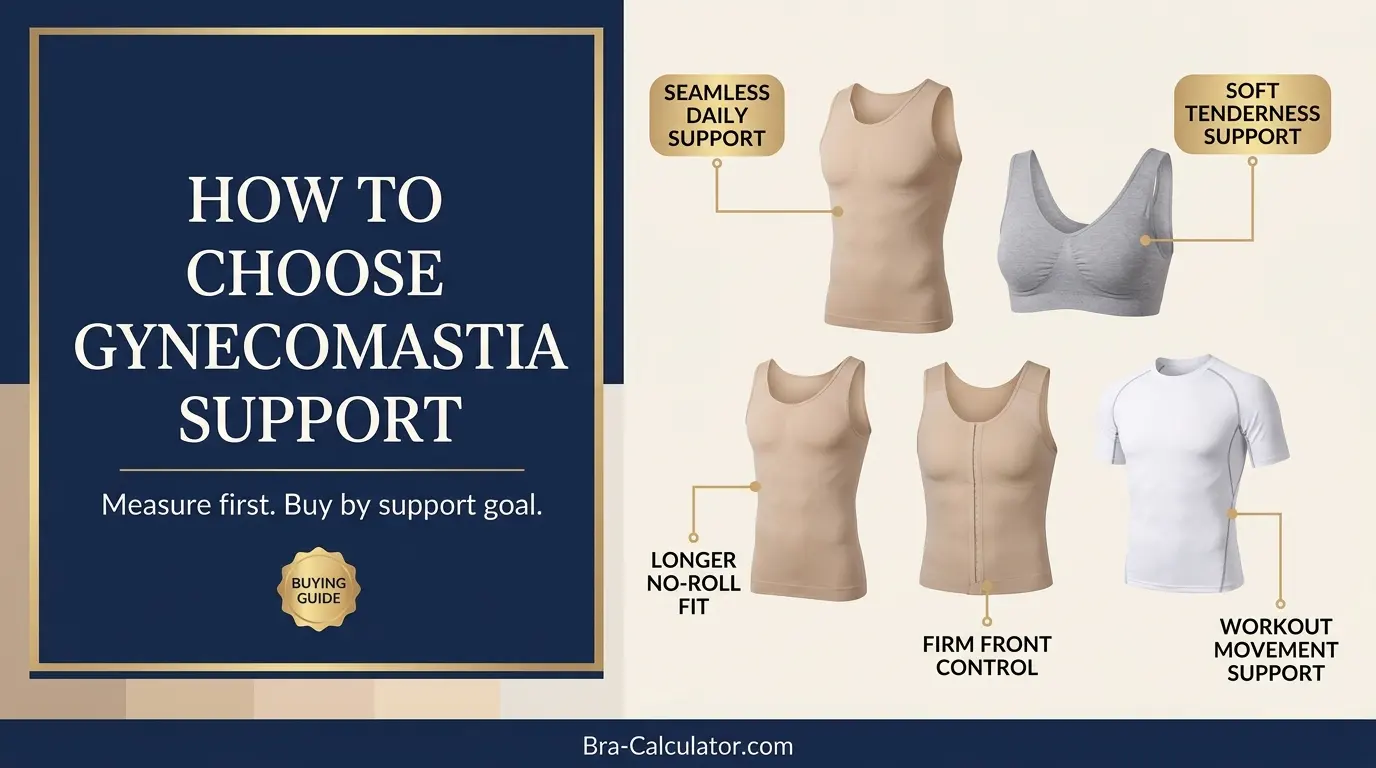 Gynecomastia bra buying guide showing how to choose men's chest support garment features