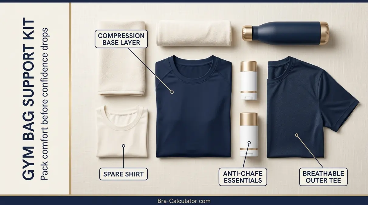 gynecomastia gym bag support kit with compression shirt towel and outer tee