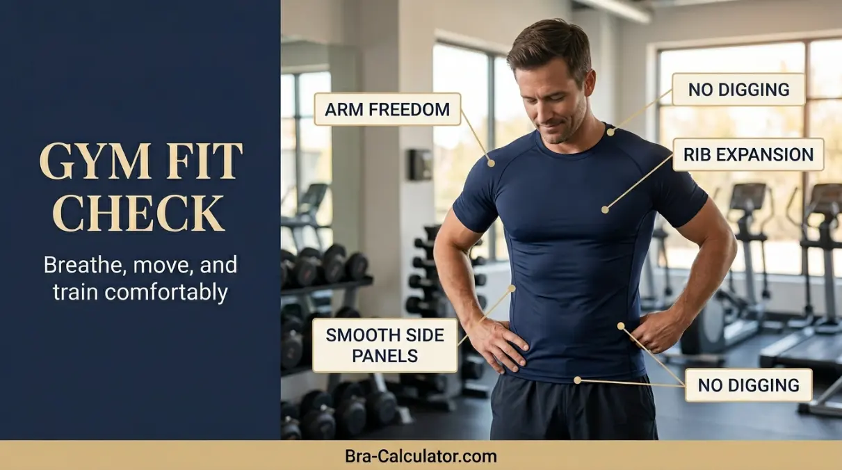 gynecomastia gym fit check for breathing arm movement and compression support