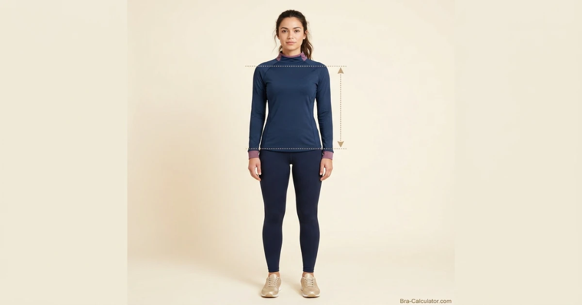 Inverted triangle body shape — wider shoulders and bust, narrower hips