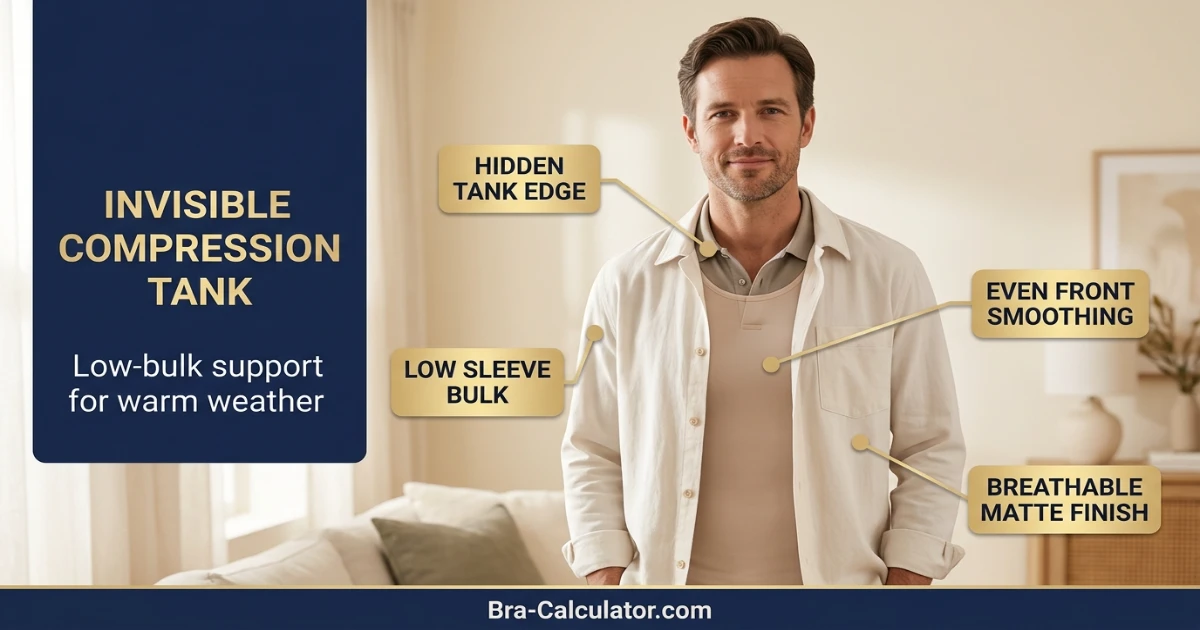 Invisible compression tank for men with gynecomastia under clothes