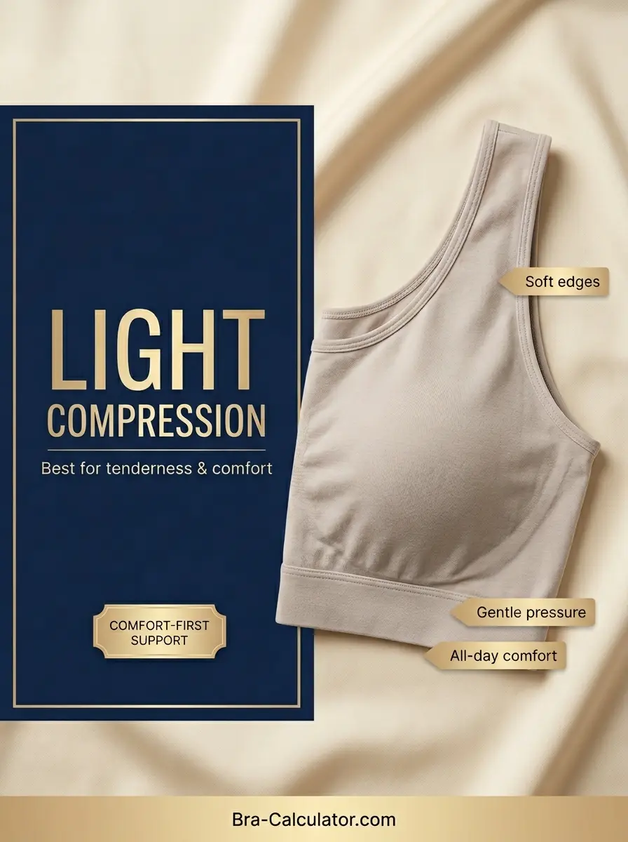 Light compression support top for gynecomastia tenderness and comfort