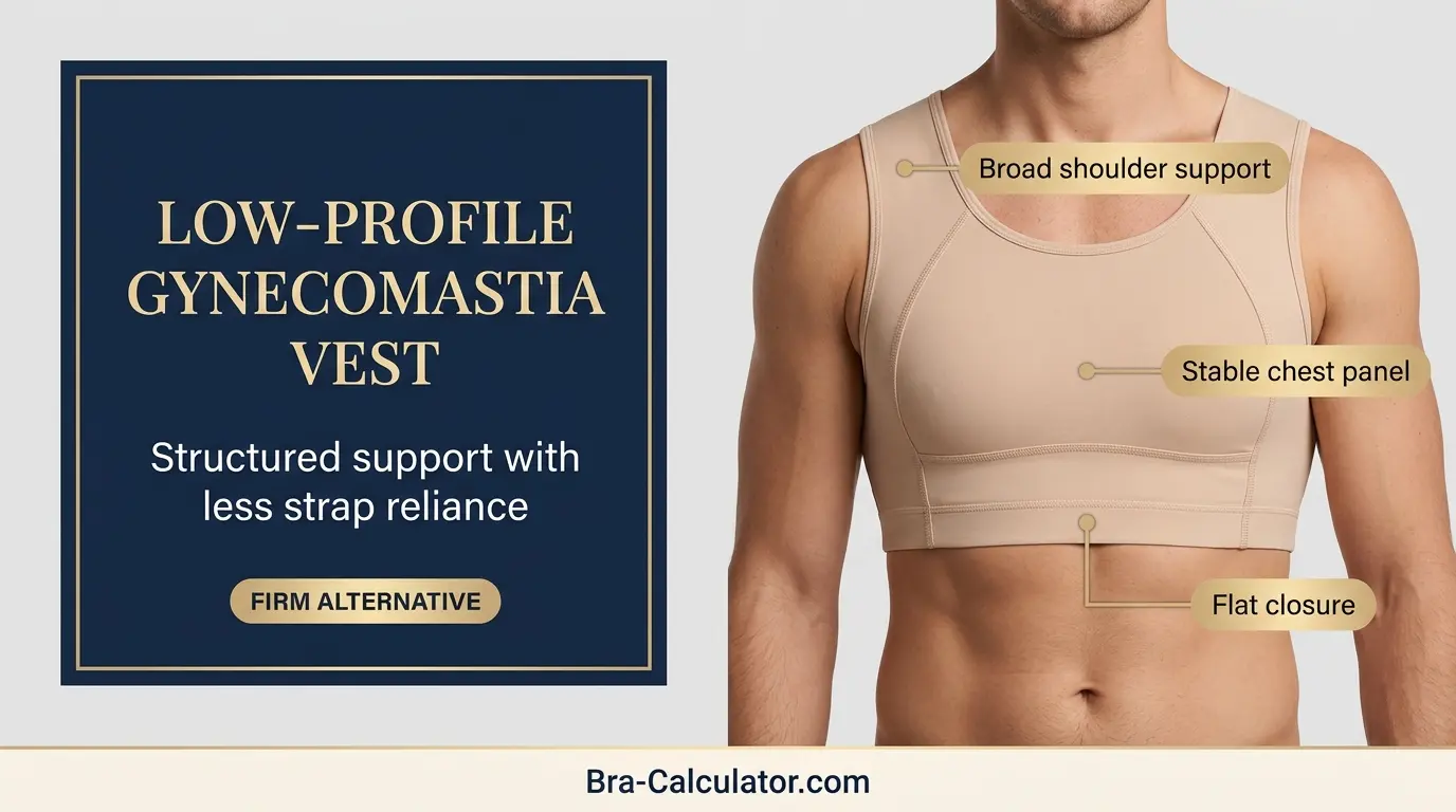 Low profile gynecomastia vest for men when bra straps dig into shoulders
