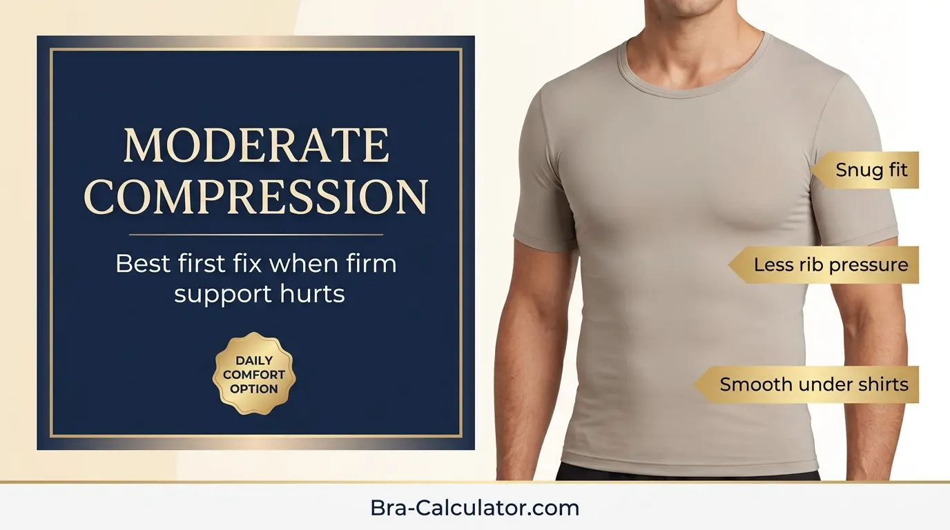 Moderate compression undershirt for gynecomastia when support feels too tight