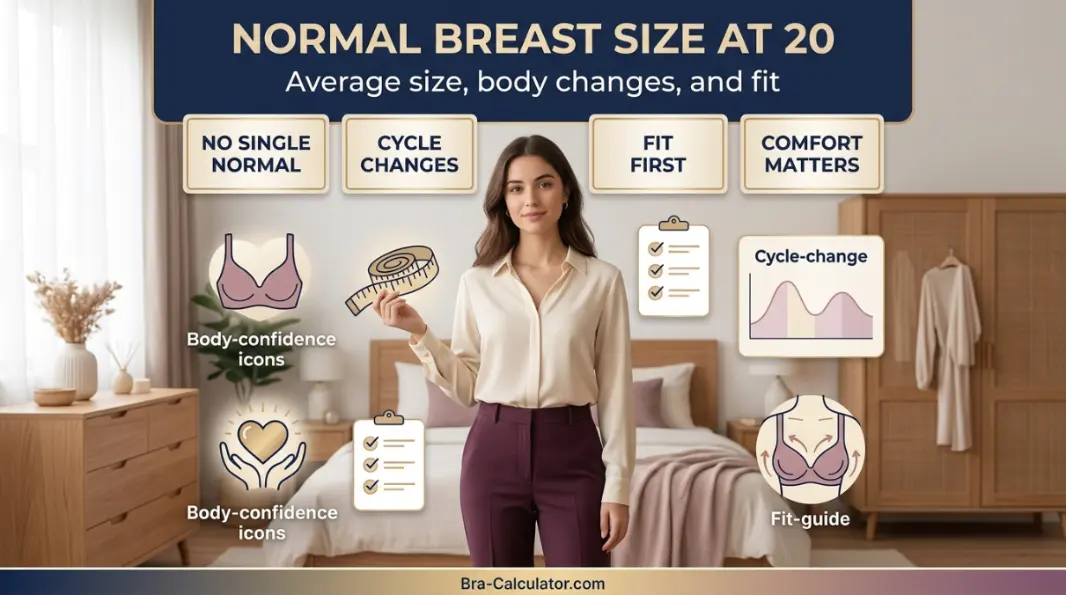 Normal breast size for a 20 year old educational bra fit guide by Bra-Calculator.com