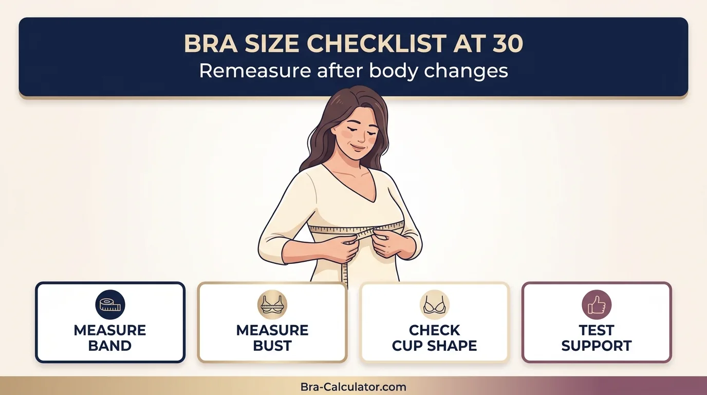 How to measure bra size at age 30 using underbust and full bust measurements