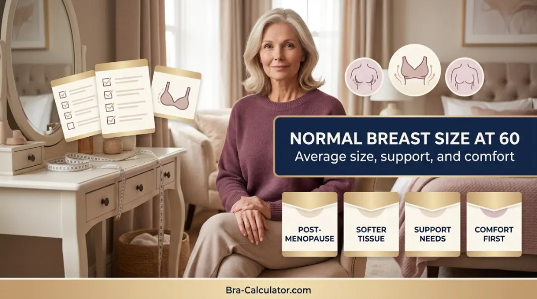 Normal Breast Size for a 60 Year Old educational bra fit guide by Bra-Calculator.com