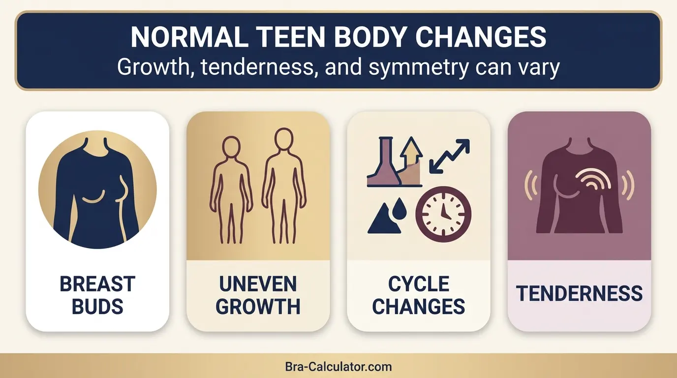 Normal breast size changes for the teen years including hormones growth and life stage factors