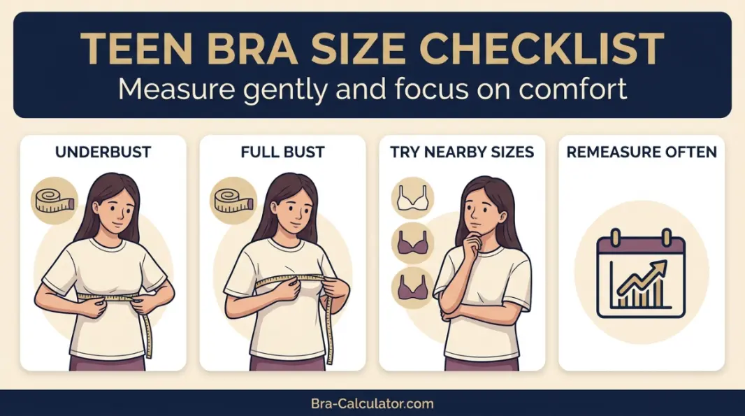 How to measure bra size for teens using underbust and full bust measurements