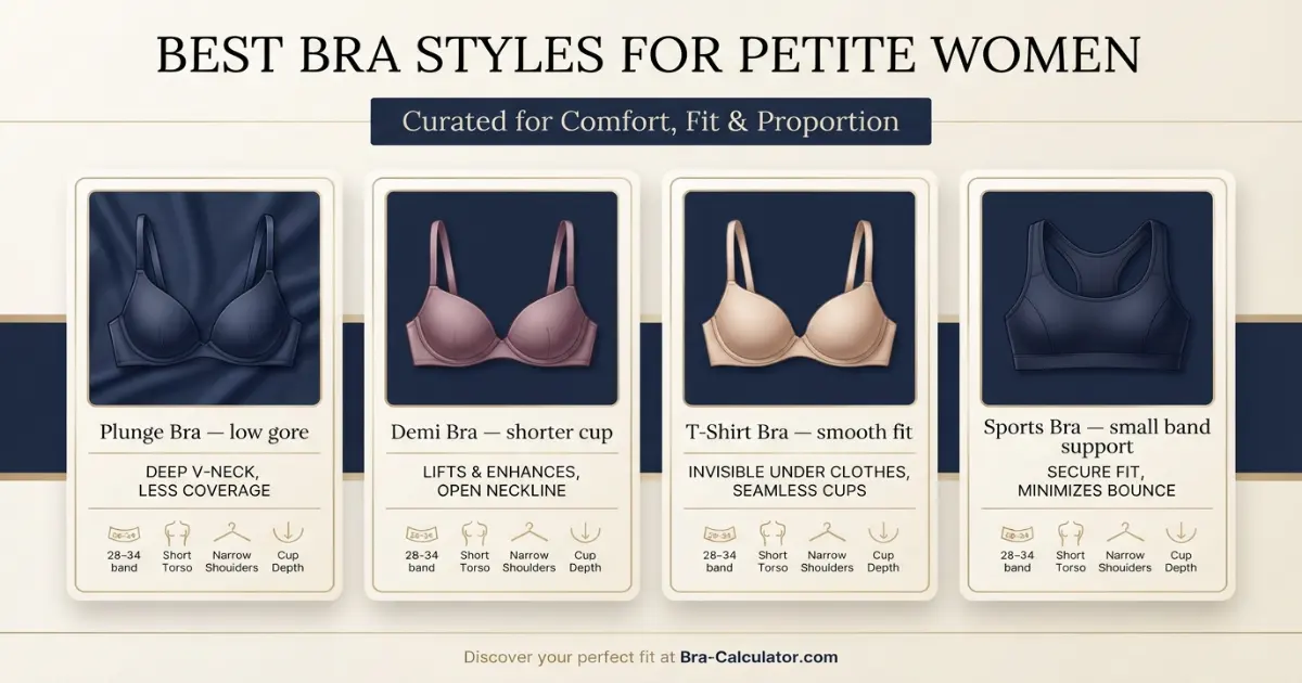 Petite bra comparison chart for small bands short torsos and cup depth