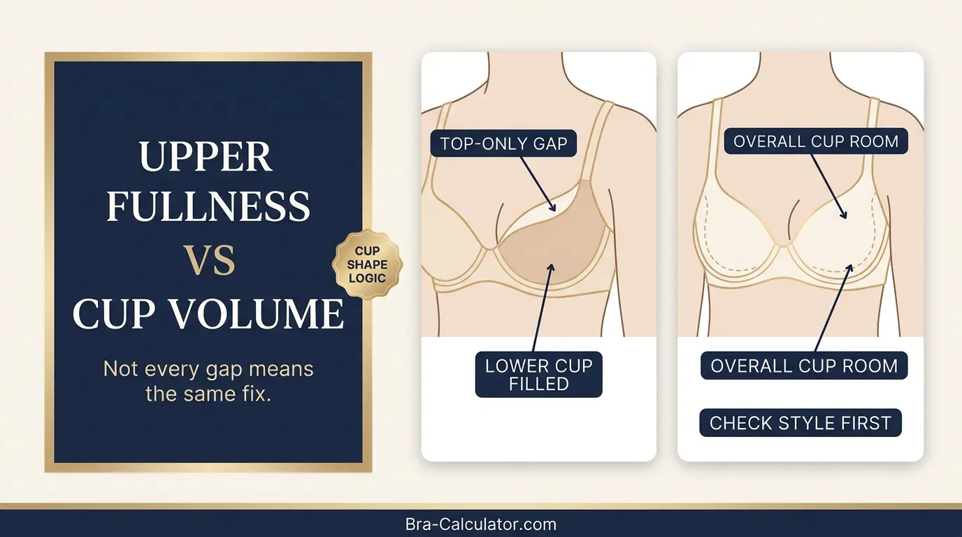 Illustration comparing upper fullness loss with overall cup volume loss after weight loss