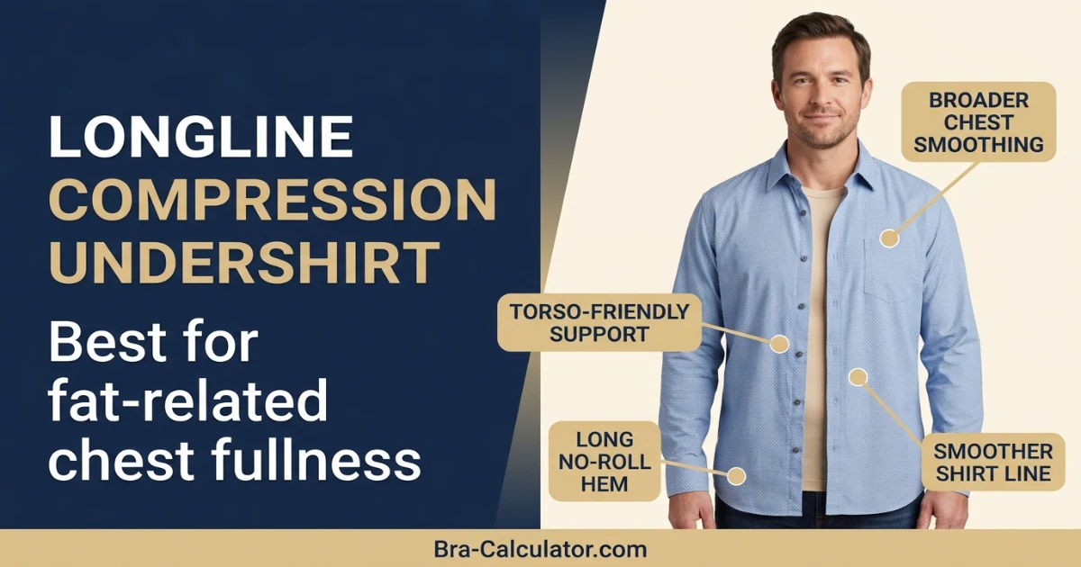 Longline compression undershirt for pseudogynecomastia fat chest support