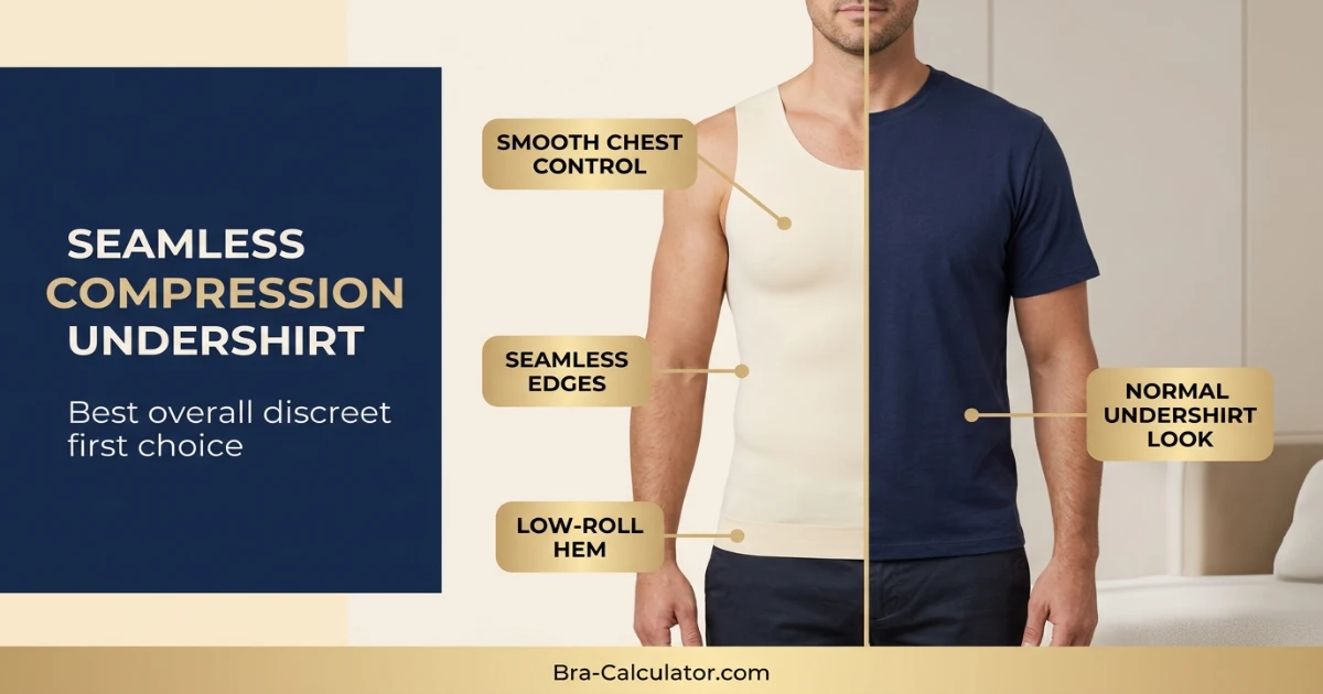 Seamless compression undershirt as discreet bra alternative for men with gynecomastia