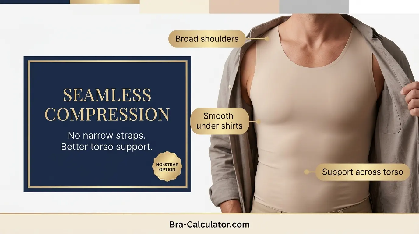 Seamless compression undershirt for men when bra straps hurt shoulders