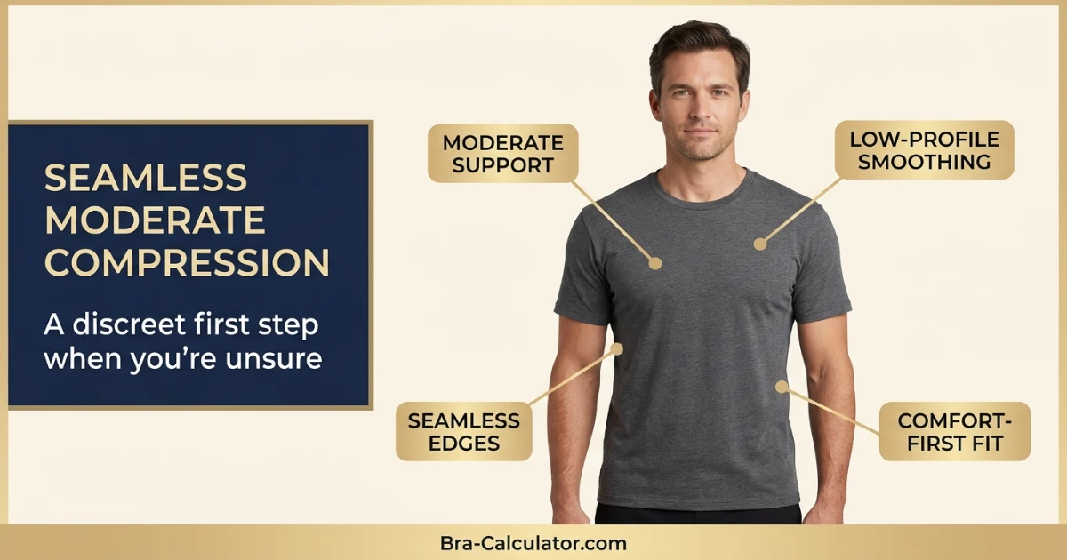 Seamless compression shirt for fat chest vs gynecomastia daily support