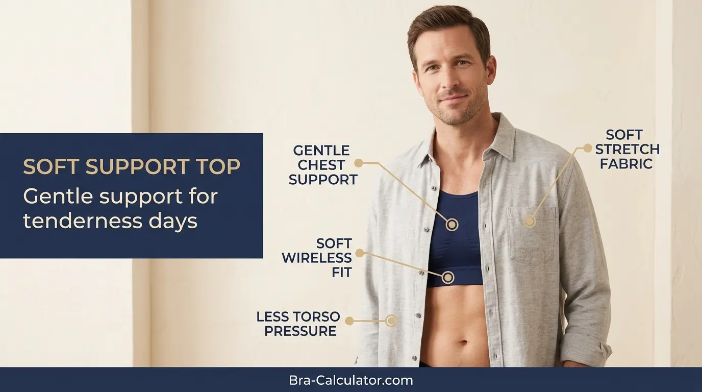 Soft compression bra support top for men with gynecomastia tenderness
