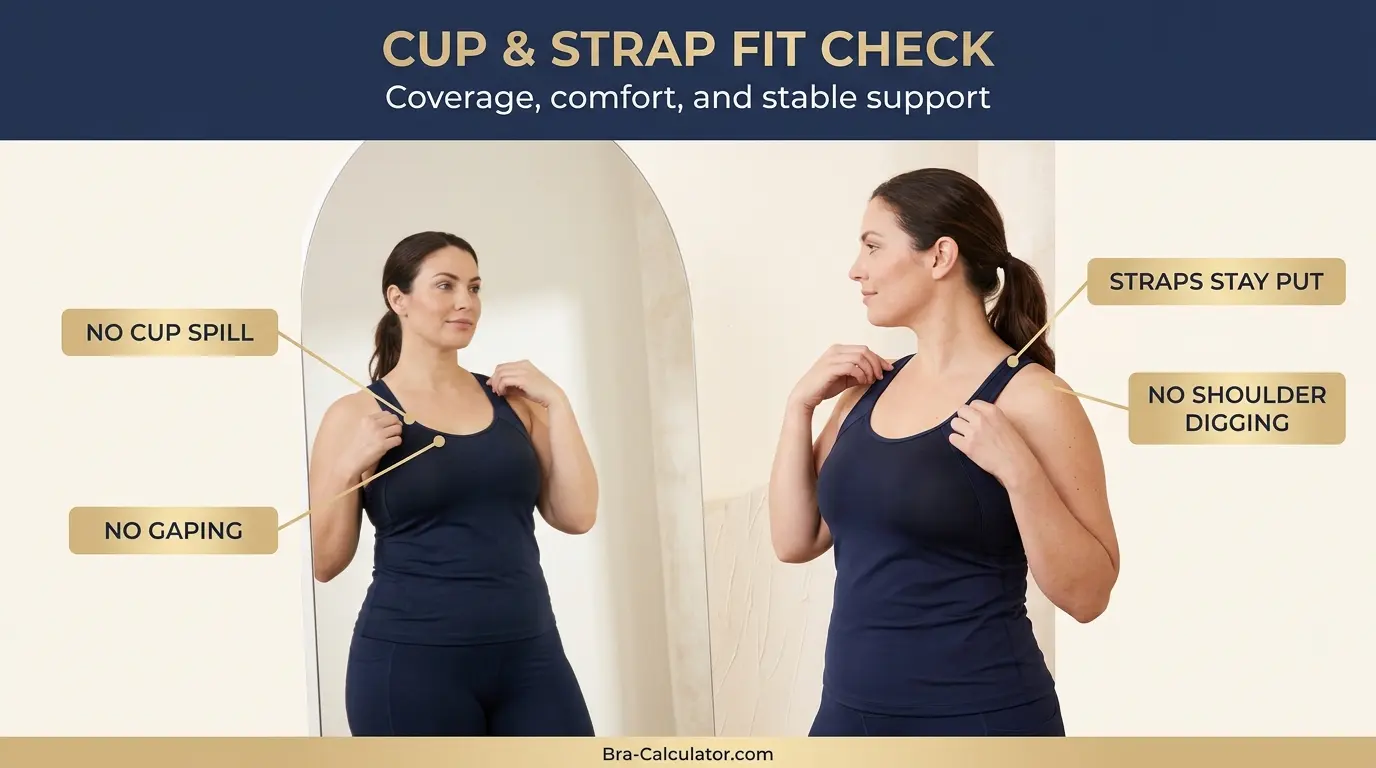 sports bra cup and strap fit checklist for workout support